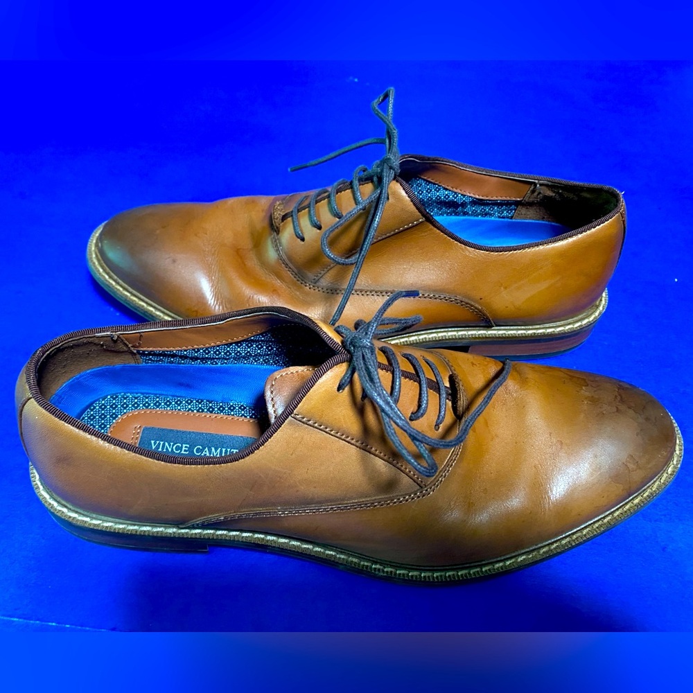 Vince Camuto Brown Leather Men's Oxfords Shoes Lavorazione Artigianagle Size 10M